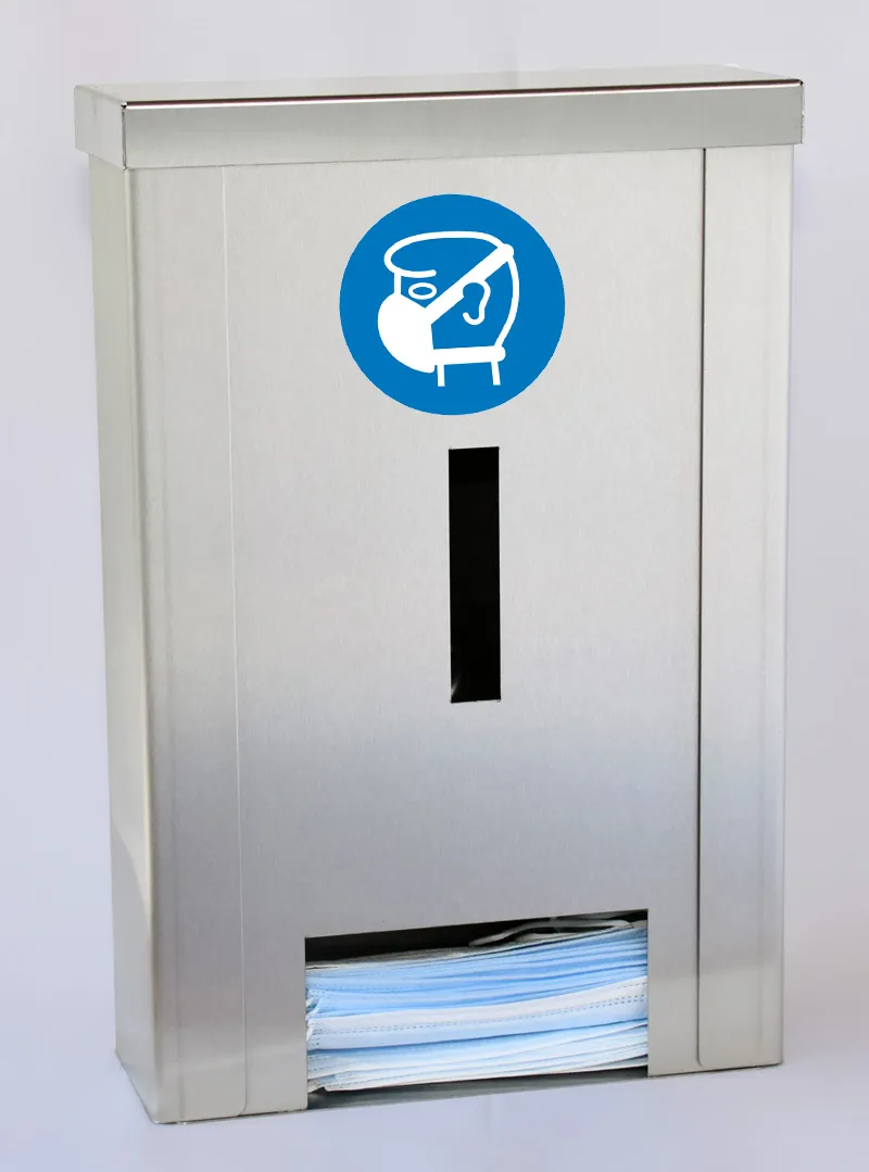 Rechthoekige inox wanddispenser – zijaanzicht
