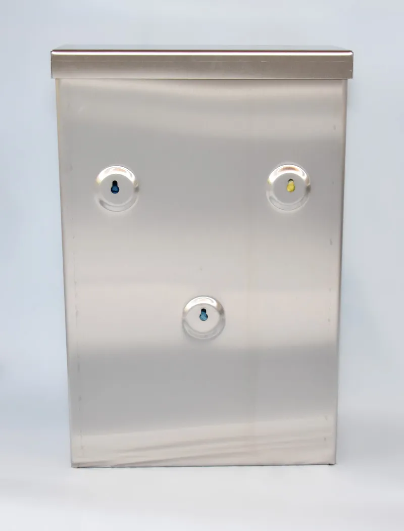 Rechthoekige inox wanddispenser – achterkant