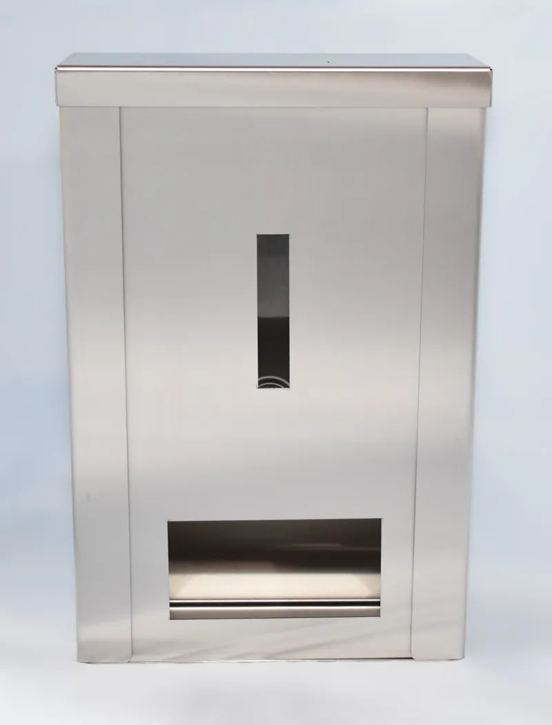 Inox wanddispenser met rechthoekige opening – voorkant