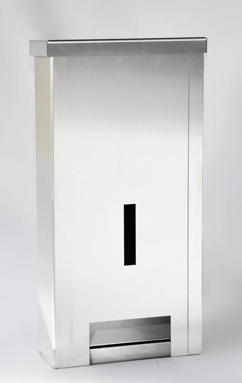 Rechthoekige inox wanddispenser – voorkant